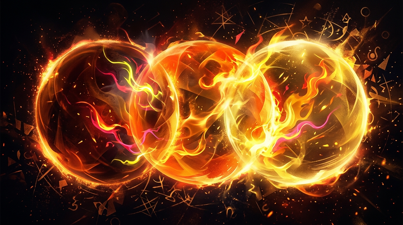 Abstract fire energy art representing Aries Leo Sagittarius fire element astrology compatibility