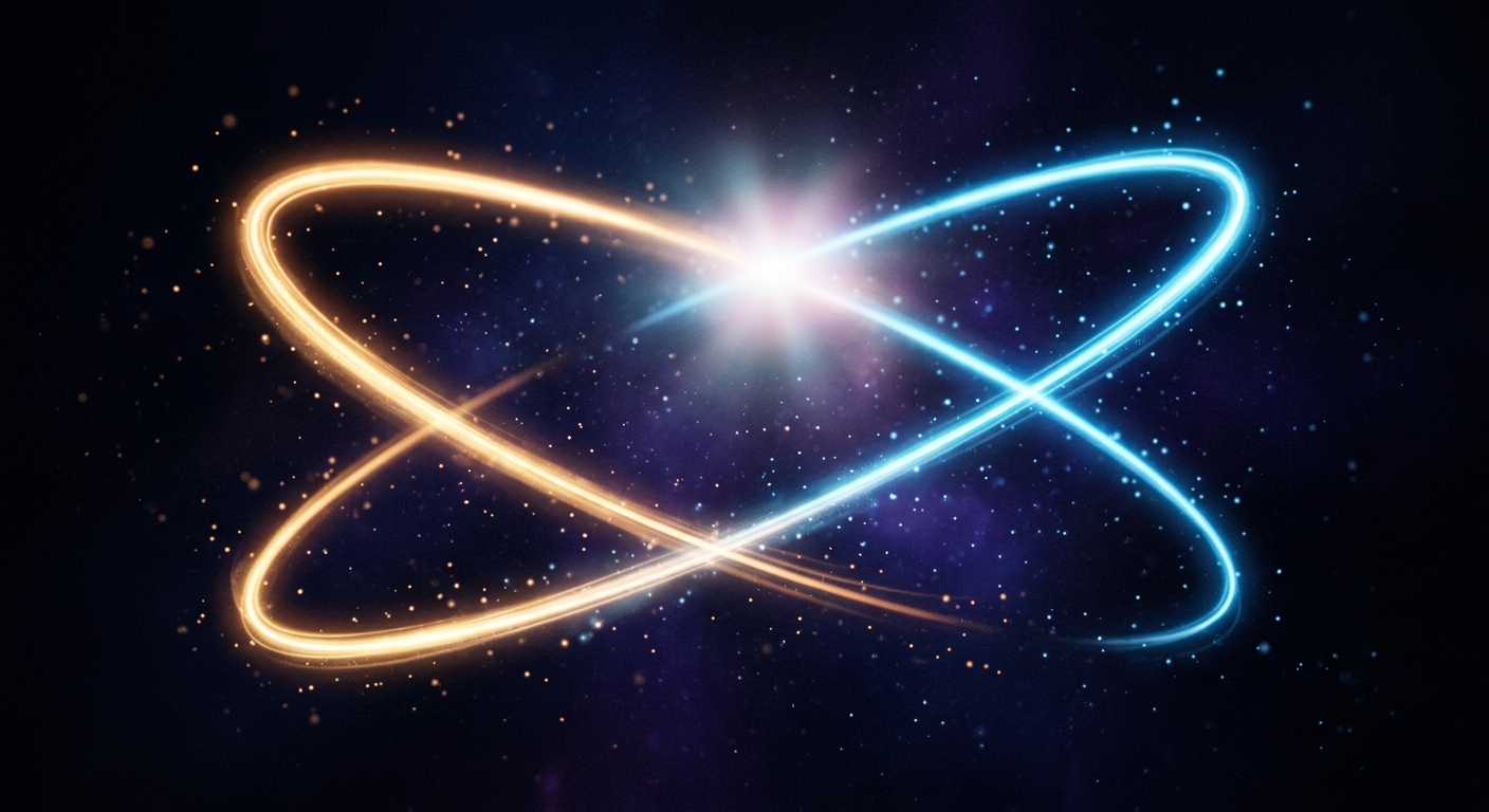 Abstract glowing rings representing Kundali and Guna Milan compatibility analysis comparison
